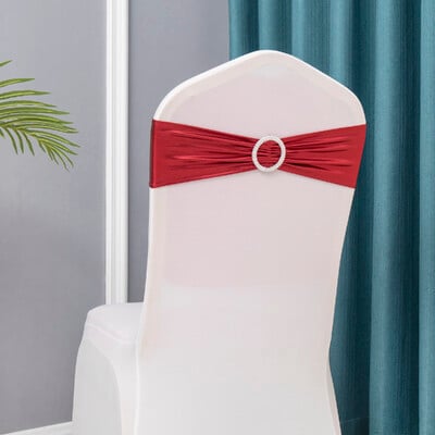 10 τμχ Μεταλλικό Spandex Chair Sashes Bands Stretch Chair Ties Φιόγκοι για Διακόσμηση καρέκλας εκδηλώσεων σε δεξίωση γάμου
