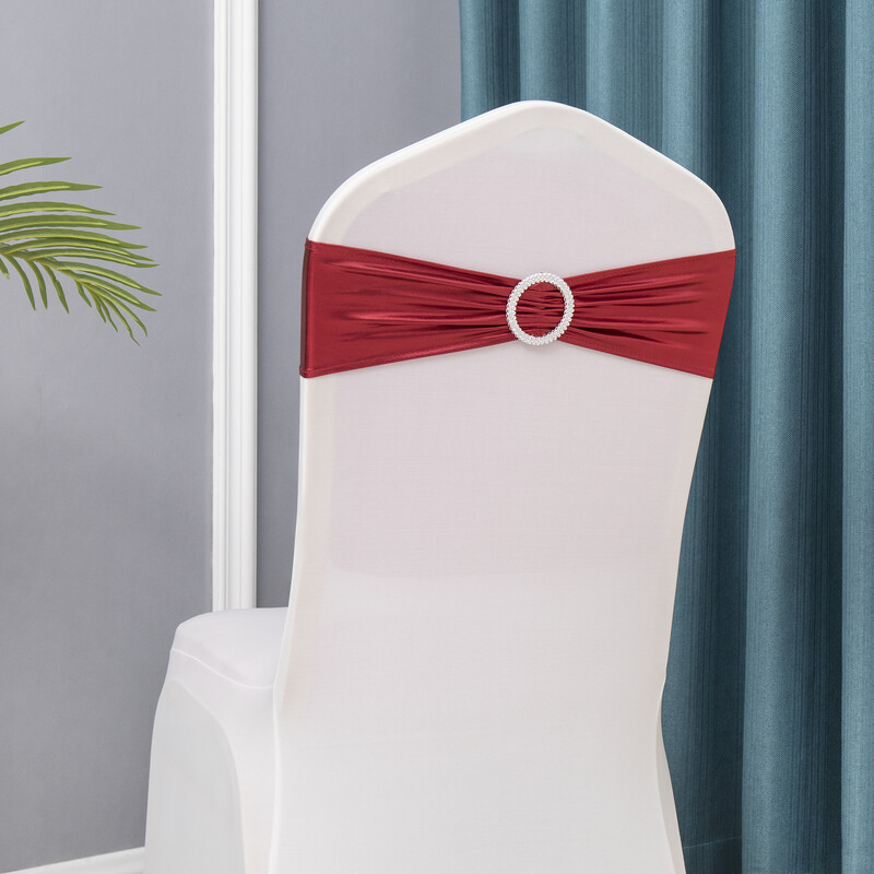 10 τμχ Μεταλλικό Spandex Chair Sashes Bands Stretch Chair Ties Φιόγκοι για Διακόσμηση καρέκλας εκδηλώσεων σε δεξίωση γάμου
