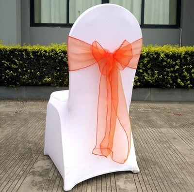 Organza Chair Sash με κρύσταλλο, λαμπερό παπιγιόν, διακόσμηση γάμου, πάρτι γενεθλίων, έκθεση ξενοδοχείου