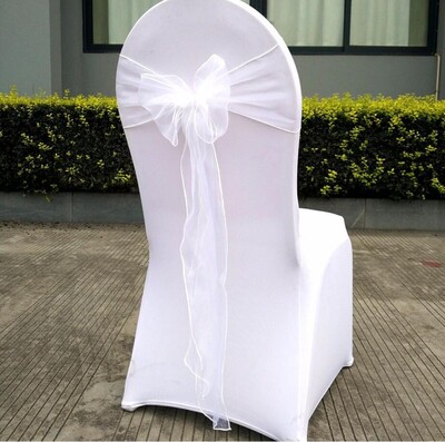 Organza Chair Sash με κρύσταλλο, λαμπερό παπιγιόν, διακόσμηση γάμου, πάρτι γενεθλίων, έκθεση ξενοδοχείου