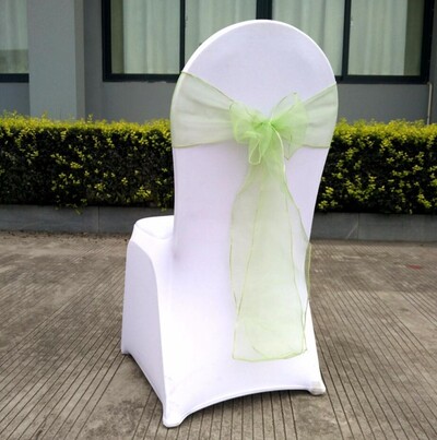 Organza Chair Sash με κρύσταλλο, λαμπερό παπιγιόν, διακόσμηση γάμου, πάρτι γενεθλίων, έκθεση ξενοδοχείου
