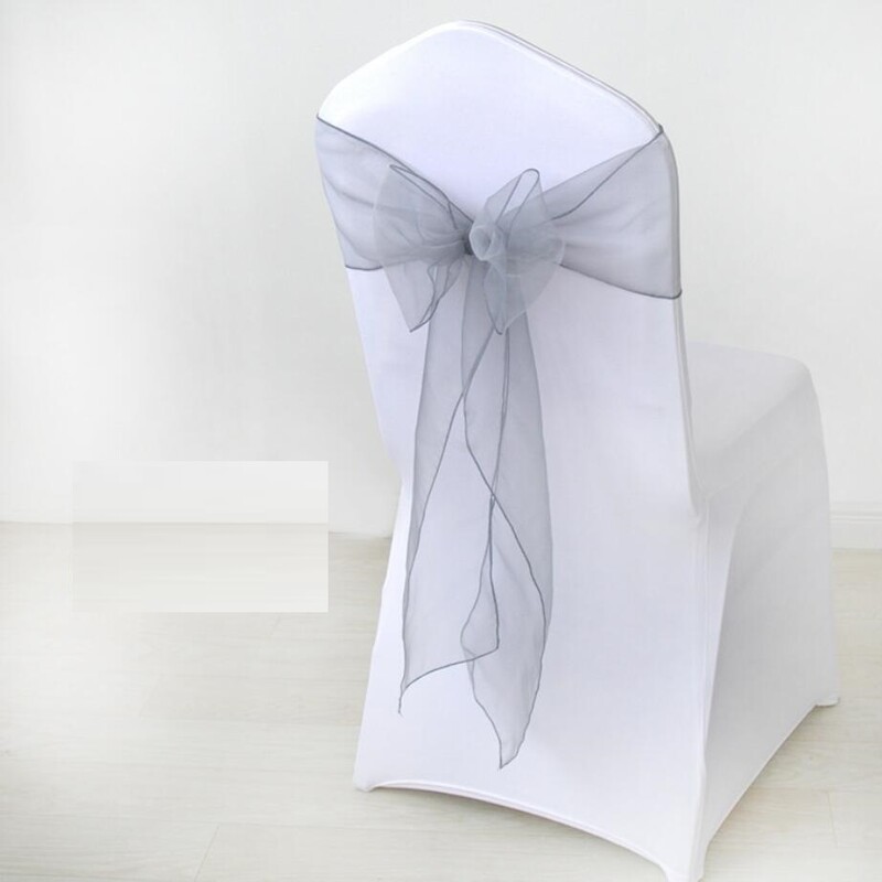 Organza Chair Sash με κρύσταλλο, λαμπερό παπιγιόν, διακόσμηση γάμου, πάρτι γενεθλίων, έκθεση ξενοδοχείου