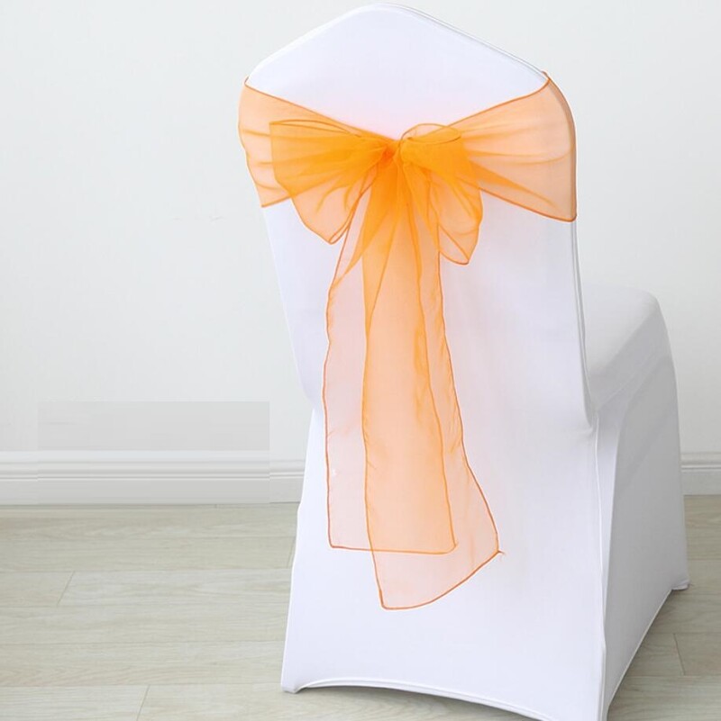 Organza Chair Sash με κρύσταλλο, λαμπερό παπιγιόν, διακόσμηση γάμου, πάρτι γενεθλίων, έκθεση ξενοδοχείου
