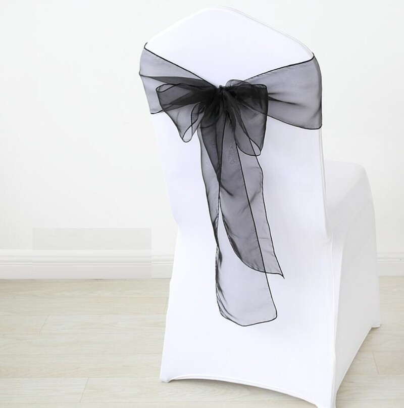 Organza Chair Sash με κρύσταλλο, λαμπερό παπιγιόν, διακόσμηση γάμου, πάρτι γενεθλίων, έκθεση ξενοδοχείου