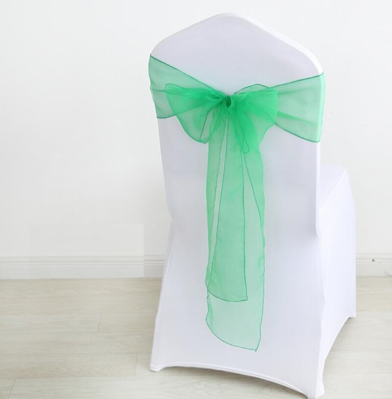 Organza Chair Sash με κρύσταλλο, λαμπερό παπιγιόν, διακόσμηση γάμου, πάρτι γενεθλίων, έκθεση ξενοδοχείου