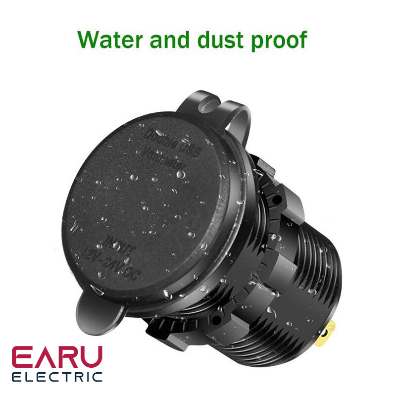 60 W PD Dual QC 3.0 USB laadija digitaalse voltmeetri lülitiga pistikupesa pistikupesa adapteriga veekindel 12 V 24 V auto mootorratas