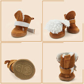 4 bucăți/set câini de companie pantofi de iarnă pantofi impermeabili pentru zăpadă șosete pantofi de cauciuc anti-alunecare pentru câini de talie mică încălțăminte cizme pentru câini