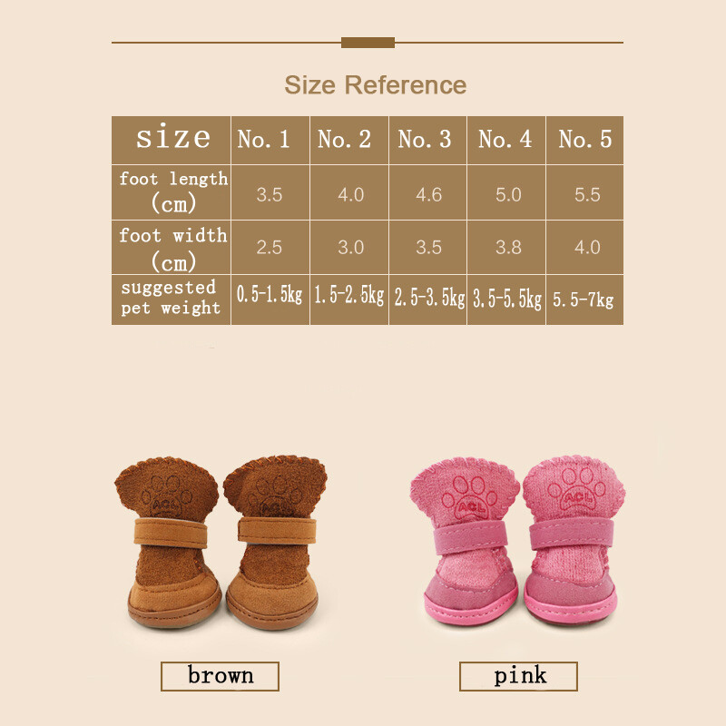 4 bucăți/set câini de companie pantofi de iarnă pantofi impermeabili pentru zăpadă șosete pantofi de cauciuc anti-alunecare pentru câini de talie mică încălțăminte cizme pentru câini