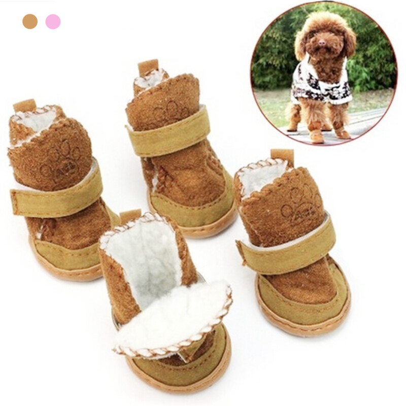 4 bucăți/set câini de companie pantofi de iarnă pantofi impermeabili pentru zăpadă șosete pantofi de cauciuc anti-alunecare pentru câini de talie mică încălțăminte cizme pentru câini