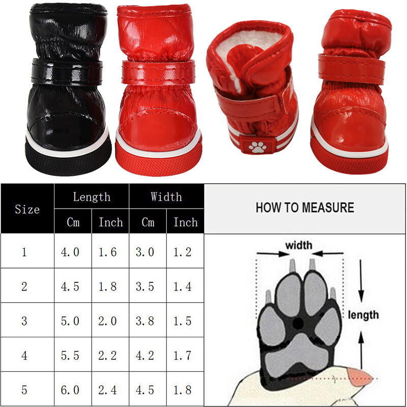 Zimske cipele za pse Vodootporne neklizajuće čizme za snijeg za male pse Obuća za kišu Vanjske tenisice za štene Dodaci za mopse 4kom/komplet