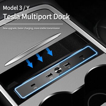 Γρήγορος φορτιστής για Tesla Model 3 Y 2021 2022 27W Quick Charger USB Shunt Docking Station Adapter Car Extension Power Splitter