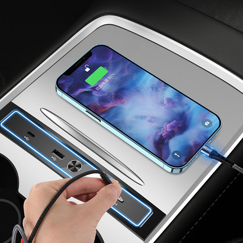 Kiirlaadija Tesla mudelile 3 Y 2021 2022 27 W kiirlaadija USB šundi jaoturi dokkimisjaam auto adapteri toitejaoturi pikendus