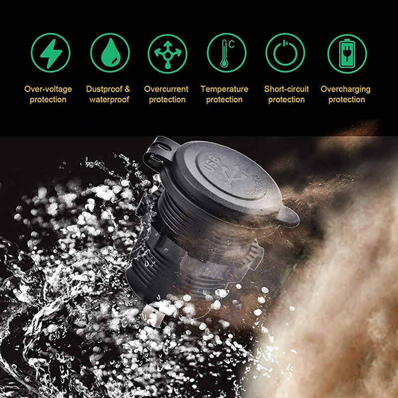 Priză triplă pentru încărcător auto USB C Prize USB PD & 18W QC3.0 cu comutator cu buton Voltmetru digital LED 12V/24V pentru autoturism RV