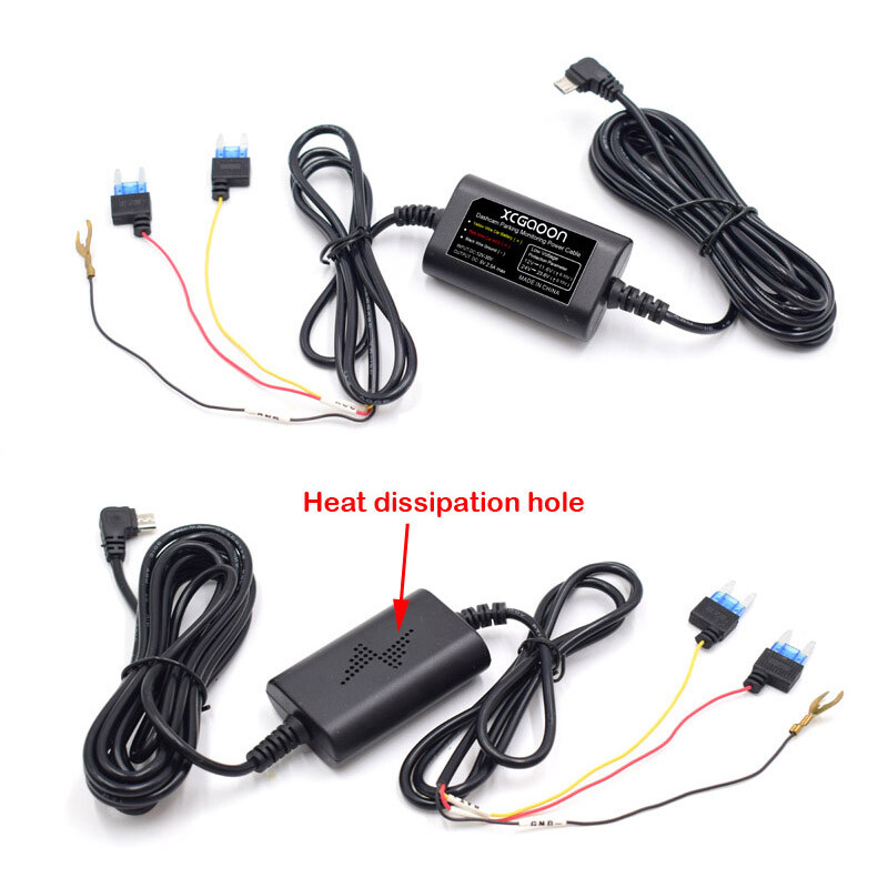 CarDash Cam Wire DVR Hardwire Cable Kit Video Recorder 12V-24V la 5V 2.5A Mini Micro Type-C USB Charger Line Auto Dashcam Camera