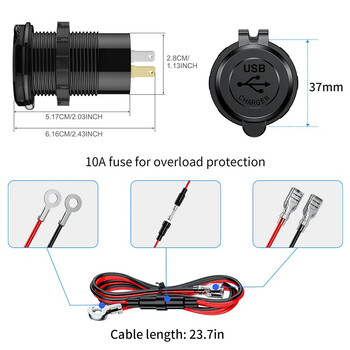 12V/24V USB C зарядно за кола 83W бързо зареждане 65W PD3.0 & 18W QC3.0 LED цифров дисплей и превключвател за захранване за кола RV ATV мотоциклет