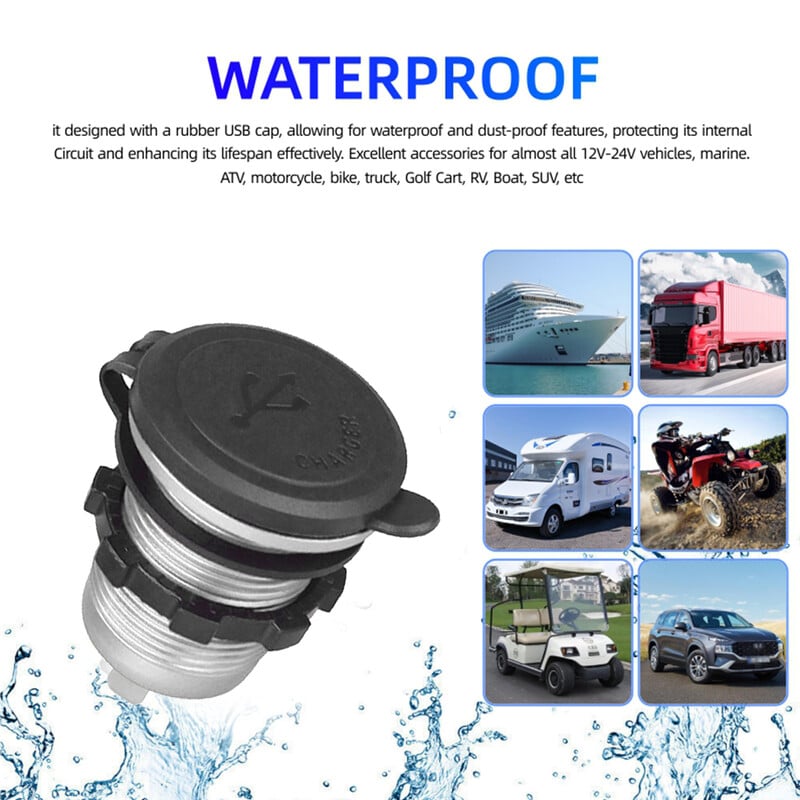 Priză USB pentru încărcător auto 12V/24V Porturi tip c PD3.0 & QC3.0 rezistent la apă cu comutator tactil LED 115W încărcare rapidă adaptor moto auto