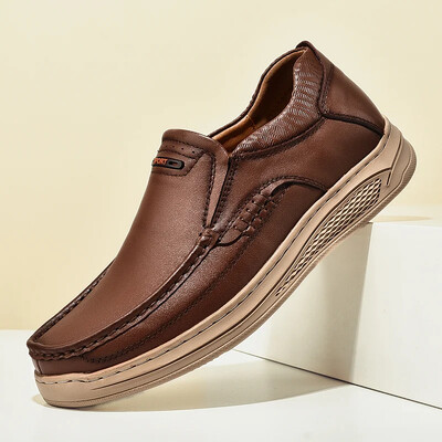Νέα ανδρικά casual δερμάτινα παπούτσια, φορέστε άνετα loafers οδήγησης, επώνυμες τάσεις μόδας, ανδρικά άνετα slip-on flat