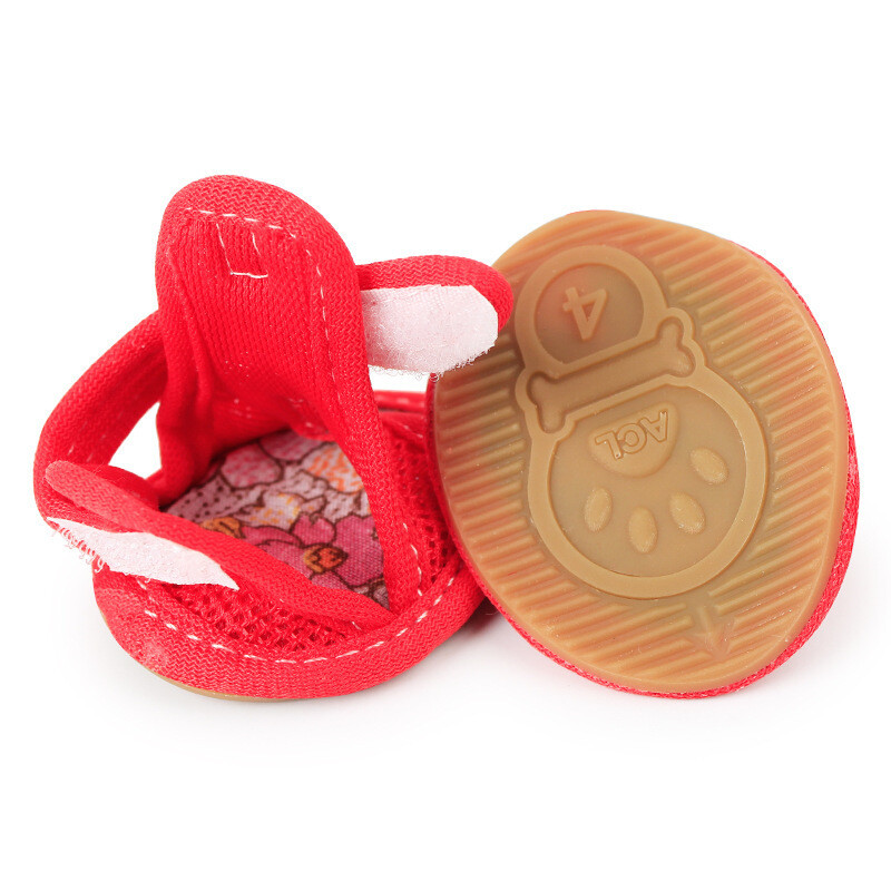 4Pcs/Set Sandale za kućne ljubimce Ljetni pribor za šetanje pasa Mrežaste prozračne cipele za male pse Pomeranski šnaucer Štene buty dla psa