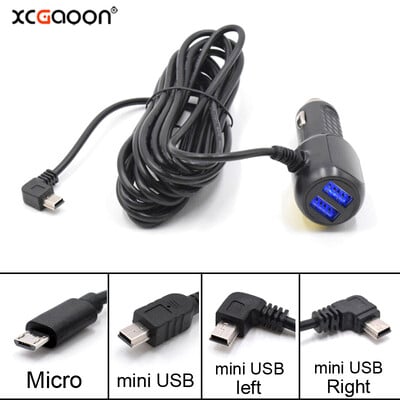 Mini Micro USB auto punjač 3,5 metara 5V 3.4A s 2 USB priključka za auto DVR Dash kamera GPS video snimač, ulaz DC 8V-36V