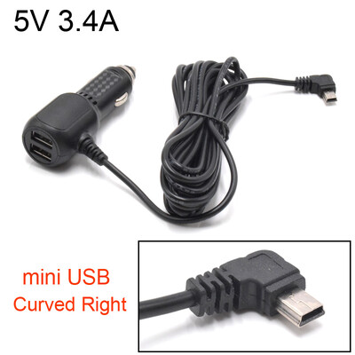 Mini Micro USB autolaadija 3,5 meetrit 5 V 3,4 A 2 USB-pordiga auto DVR armatuurlaua kaamera GPS-videosalvesti jaoks, sisend DC 8V-36V