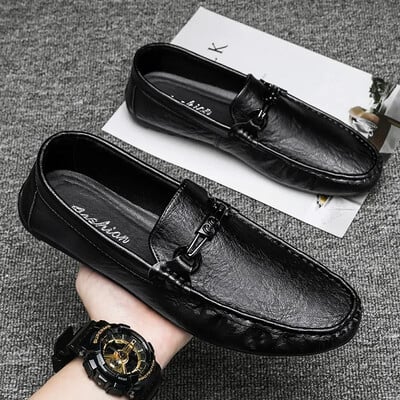 Υψηλής ποιότητας Δερμάτινα Loafers Ανδρικά Casual Παπούτσια Μοκασίνια Slip on Ανδρικά Flat Ανδρικά παπούτσια Boat Ανδρικά παπούτσια οδήγησης Hombre