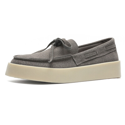 HKDQ Ulične sive mokasine od brušene kože Muške vruće ljetne muške cipele za slobodno vrijeme Modne prozračne neklizajuće mokasine s platformom za muškarce