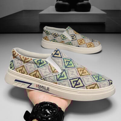 Vară, ocazional, un pas, pantofi din pânză, pantofi de pescar cu slip-on, pantofi de barca brodați, pantofi de pânză de mers în stil boem