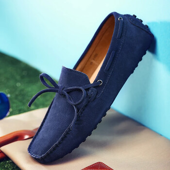 Loafers Χειροποίητα δερμάτινα παπούτσια Casual Driving Flats slip-on Moccasins Boat Shoes Plus Size Lazy lazy bean shoes