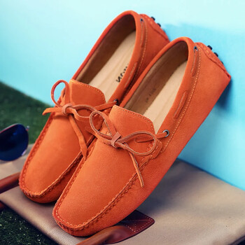 Loafers Χειροποίητα δερμάτινα παπούτσια Casual Driving Flats slip-on Moccasins Boat Shoes Plus Size Lazy lazy bean shoes