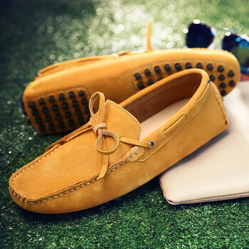 Loafers Χειροποίητα δερμάτινα παπούτσια Casual Driving Flats slip-on Moccasins Boat Shoes Plus Size Lazy lazy bean shoes