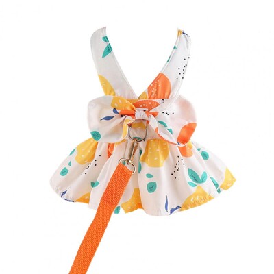 Simpatična haljina za pse, ljetne aktivnosti na otvorenom i set uzica s mašnom, haljina za ljubimce, mačke, princeze za proljeće