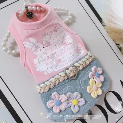 Rochii pentru câini cu flori Îmbrăcăminte pentru câini pentru animale de companie Îmbrăcăminte pentru cățeluși Câini Super fustă Mic drăguț Chihuahua Imprimat Accesorii pentru animale de companie de vară