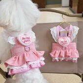 Cute Pet Love Lace Dog Clothes Traper Traction Skirt Puppy Dresses Tanka Princess Dog Suknja Pseća prsa i leđa Odjeća prozračna