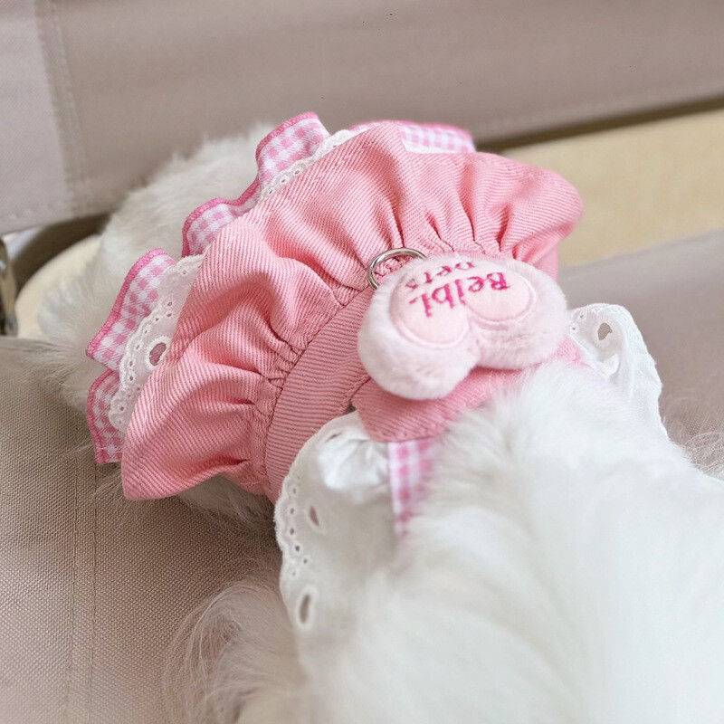 Cute Pet Love Lace Dog Clothes Traper Traction Skirt Puppy Dresses Tanka Princess Dog Suknja Pseća prsa i leđa Odjeća prozračna