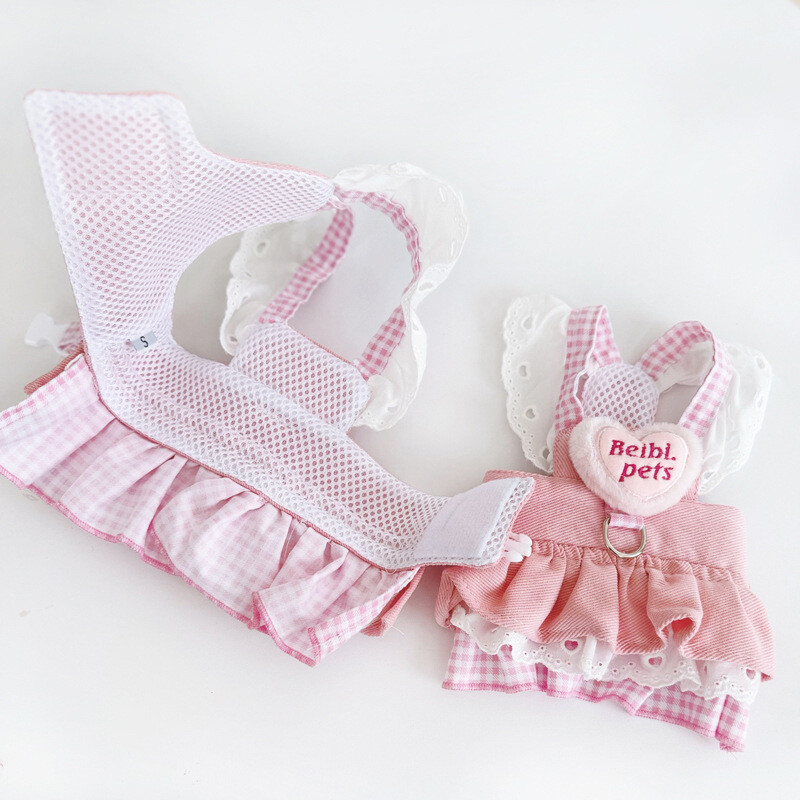 Cute Pet Love Lace Dog Clothes Traper Traction Skirt Puppy Dresses Tanka Princess Dog Suknja Pseća prsa i leđa Odjeća prozračna