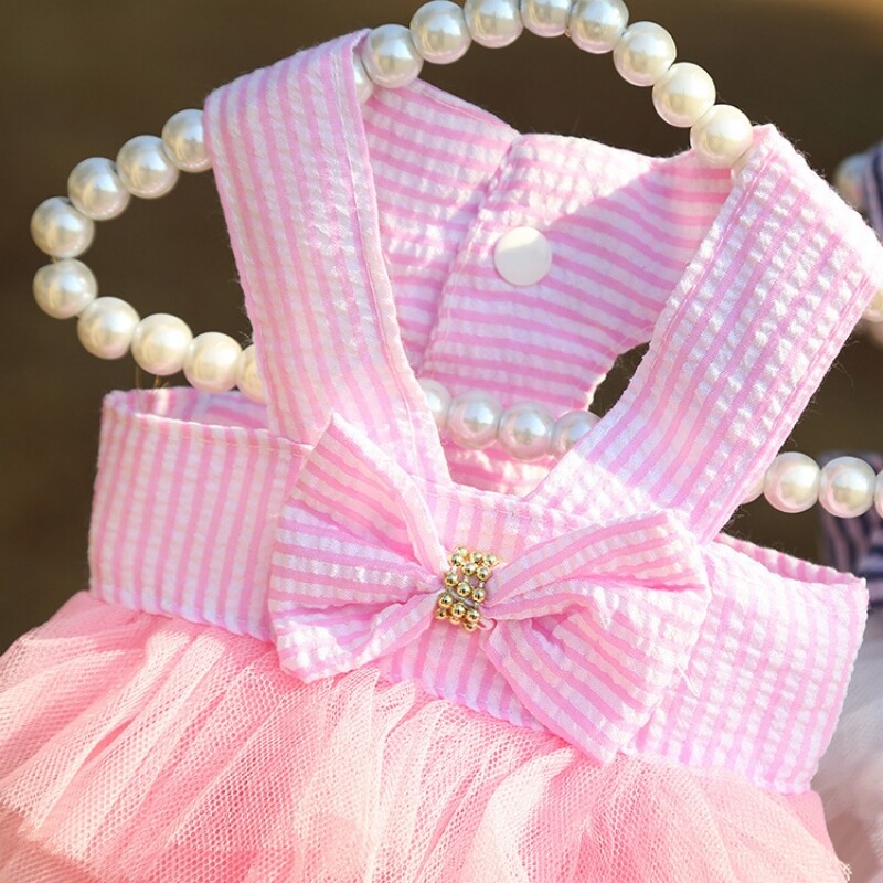 Pas Ljetna haljina Mačka Čipkana suknja Odjeća za kućne ljubimce Chihuahua Suknja na pruge Psić Mačka Odjeća za princeze Slatki psići Odjeća Proizvod za kućne ljubimce