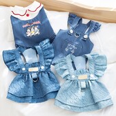 Haljine za pse u stilu princeze Traper Haljina za pse Naramenice Odjeća za kućne ljubimce Suknja s letećim rukavima za mačke Traper suknja za male pse Odjeća