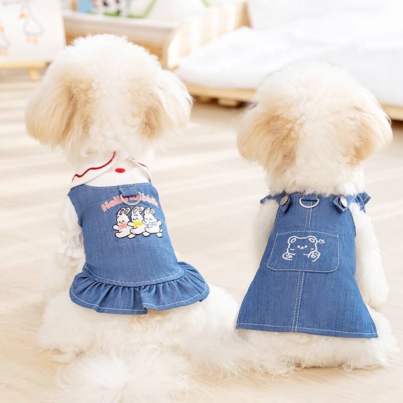 Haljine za pse u stilu princeze Traper Haljina za pse Naramenice Odjeća za kućne ljubimce Suknja s letećim rukavima za mačke Traper suknja za male pse Odjeća