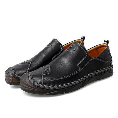Meeste nahast jalatsid Brändi disain vabaaja meeste püksid Meeste uued libisemiskingad Hingavad galoshes Flats sõidujalatsid 38-47