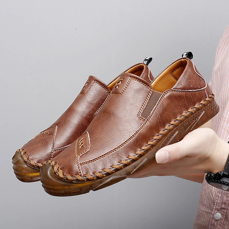 Muške kožne cipele Brand Design Ležerne muške mokasine Nove muške natikače Prozračne galoše Ravne cipele Cipele za vožnju 38-47