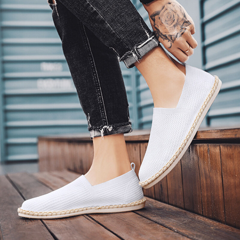 Καλοκαιρινό Διχτυωτό Παπούτσια Ανδρικά Ποιοτικά Ανδρικά Παπούτσια Casual Άνετα σκληρά ανδρικά slip-on flats Zapatos Para Hombres