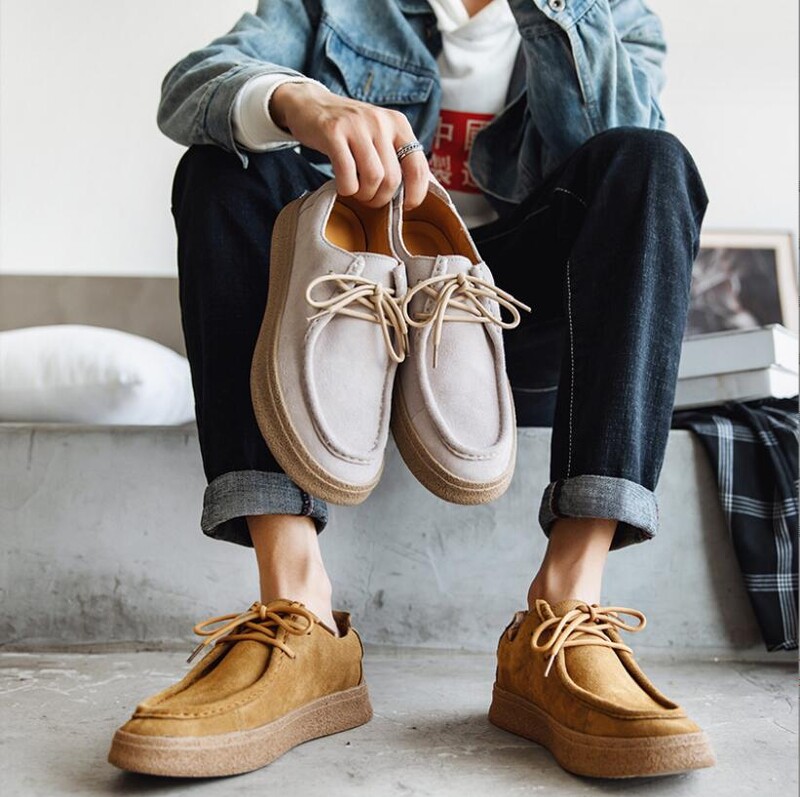 Modne muške klasične retro ležerne cipele na vezanje od goveđeg antilopa od prave kože, muške udobne cipele za vožnju, muške oksfordice za van