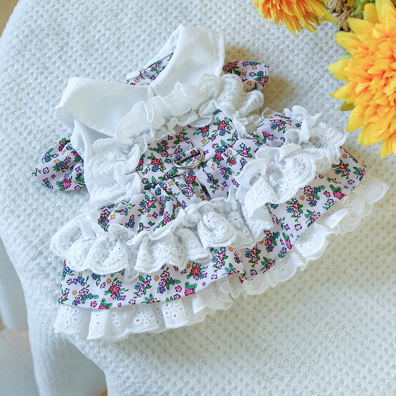 Proljeće Ljeto Pas Mačić Suknja za kućne ljubimce Slatki pas Proljetna čajanka Mala haljina s divljim cvjetovima za malo srednje štene Pudle Chihuahua