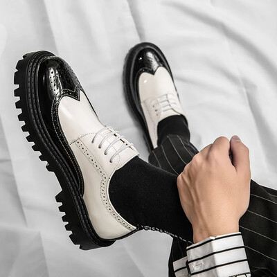 2024 pantofi oxford casual cu platformă albă cu pantofi cargo contrastanți cu șireturi pentru bărbați 38-44