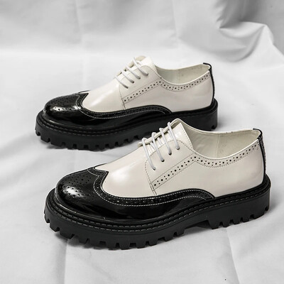 Bijele ležerne oksfordice s platformom luksuzne robne marke 2024. s kontrastnim kargo cipelama na vezanje za muškarce 38-44