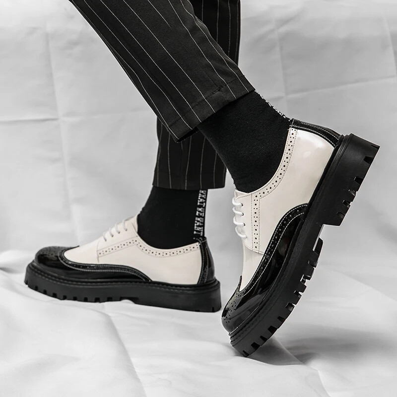 Bijele ležerne oksfordice s platformom luksuzne robne marke 2024. s kontrastnim kargo cipelama na vezanje za muškarce 38-44