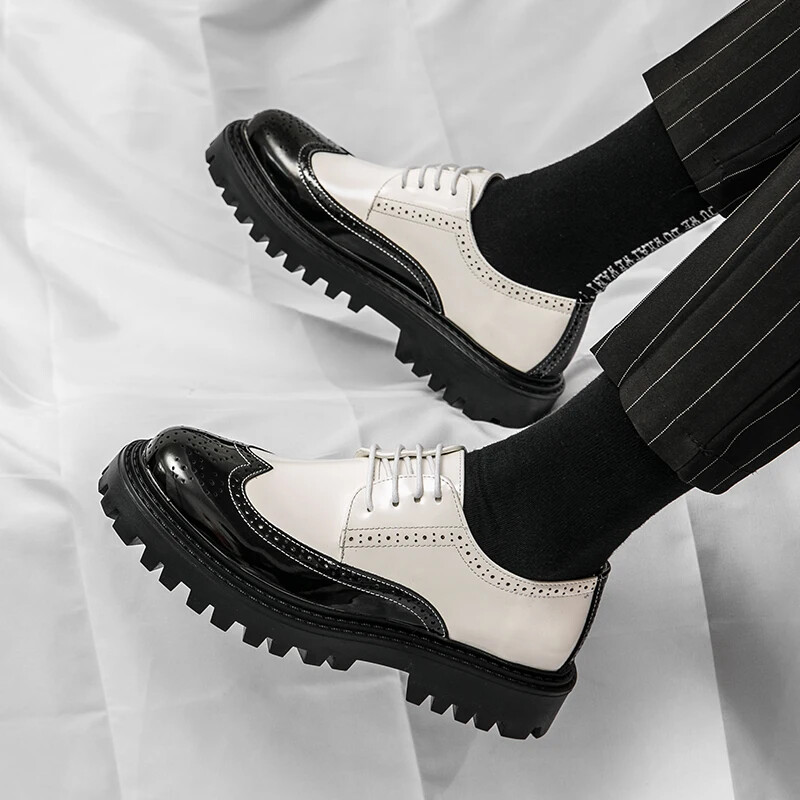 Bijele ležerne oksfordice s platformom luksuzne robne marke 2024. s kontrastnim kargo cipelama na vezanje za muškarce 38-44