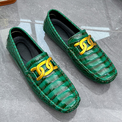 Visokokvalitetne lakirane muške cipele za slobodno vrijeme Marka obuće za vožnju Muške mokasine s krokodilskim uzorkom za muškarce Ravne cipele s mokasinima