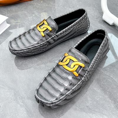 Visokokvalitetne lakirane muške cipele za slobodno vrijeme Marka obuće za vožnju Muške mokasine s krokodilskim uzorkom za muškarce Ravne cipele s mokasinima