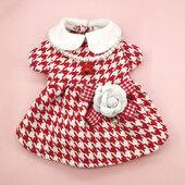 Sügistalvine jõulukleit koertele armas lilleline koerariided punane ruuduline kleit kassile lemmikloomade riided mantel koerte kleidid väikestele koertele